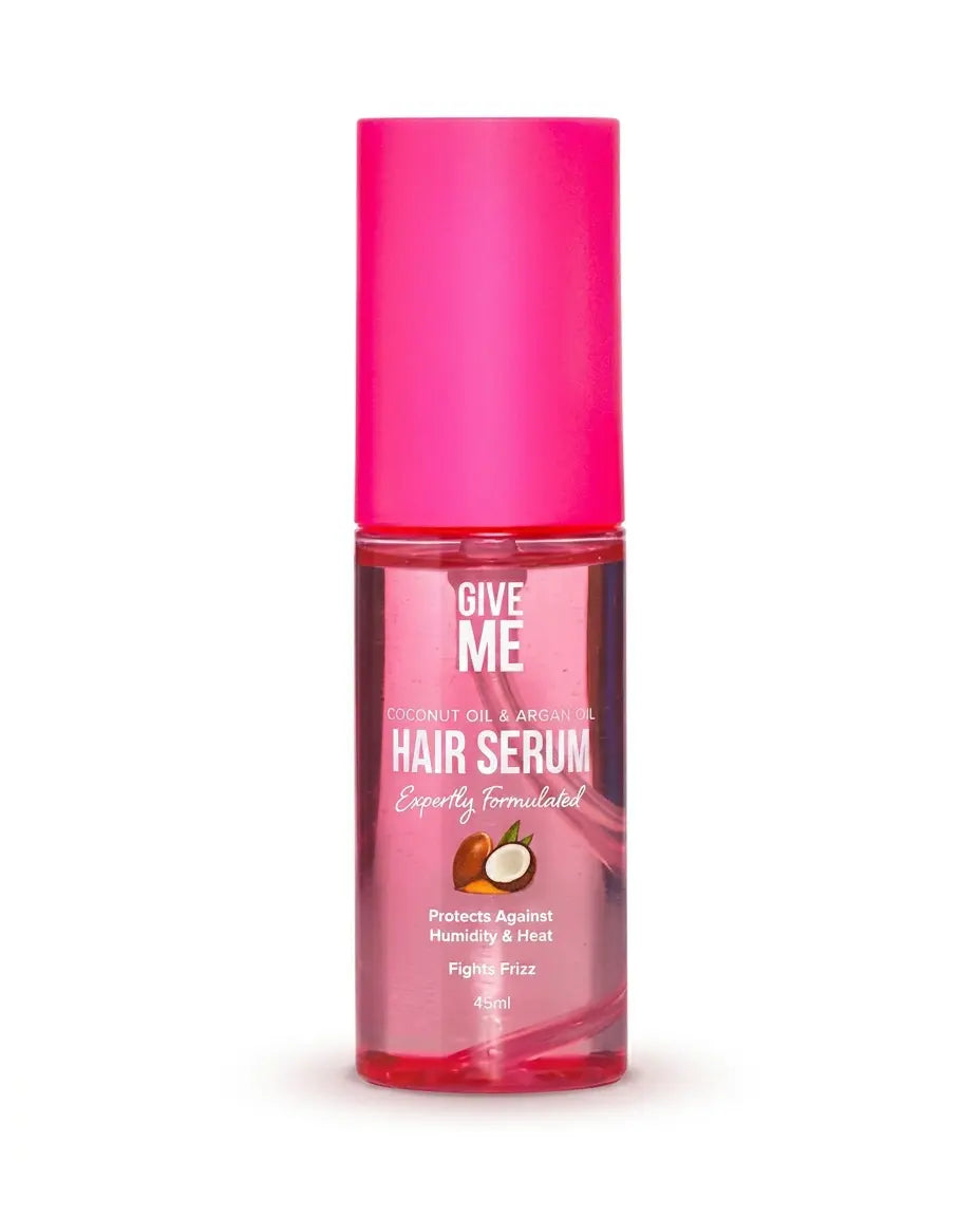 Give Me Argain Oil & Coconut Oil Hair Serum 45ml , small clear bottle with gold cap and Give Me minimalist branding