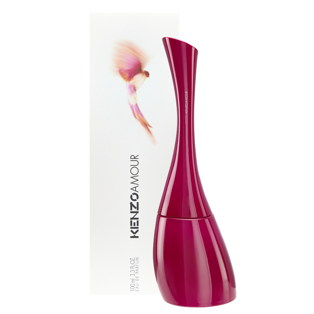Kenzo Amour Eau De Parfum 100ml, rounded glass perfume bottle with soft pastel finish
