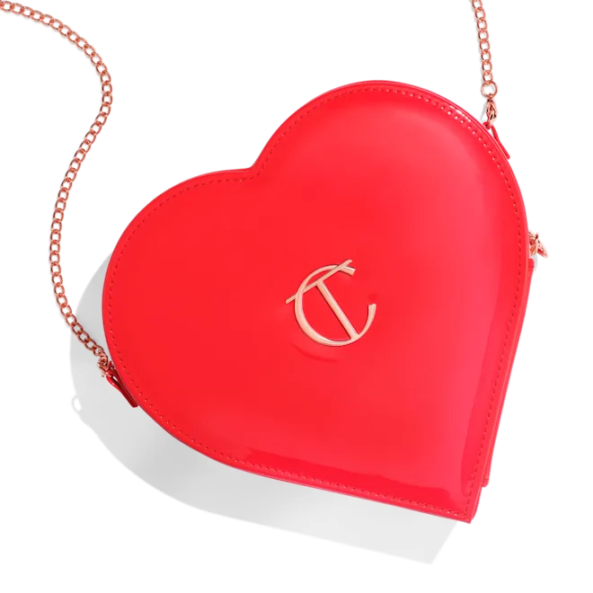 Red cosmetic makeup bag with zip closure