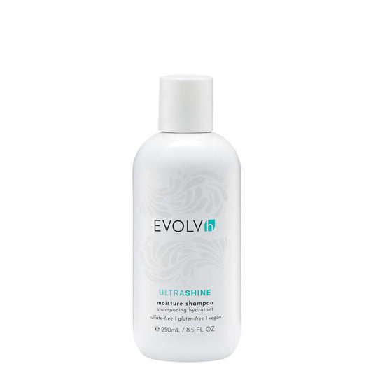 Evolvh UltraShine Moisture Shampoo 250ml by Evolvh — genuine product, minor packaging flaw, unused formula.