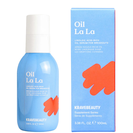 KraveBeauty Oil La La 100ml face oil in transparent bottle