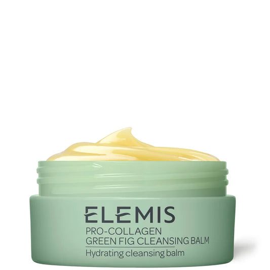 Elemis Pro-Collagen Green Fig Cleansing Balm 100g round jar with green lid and fig themed packaging