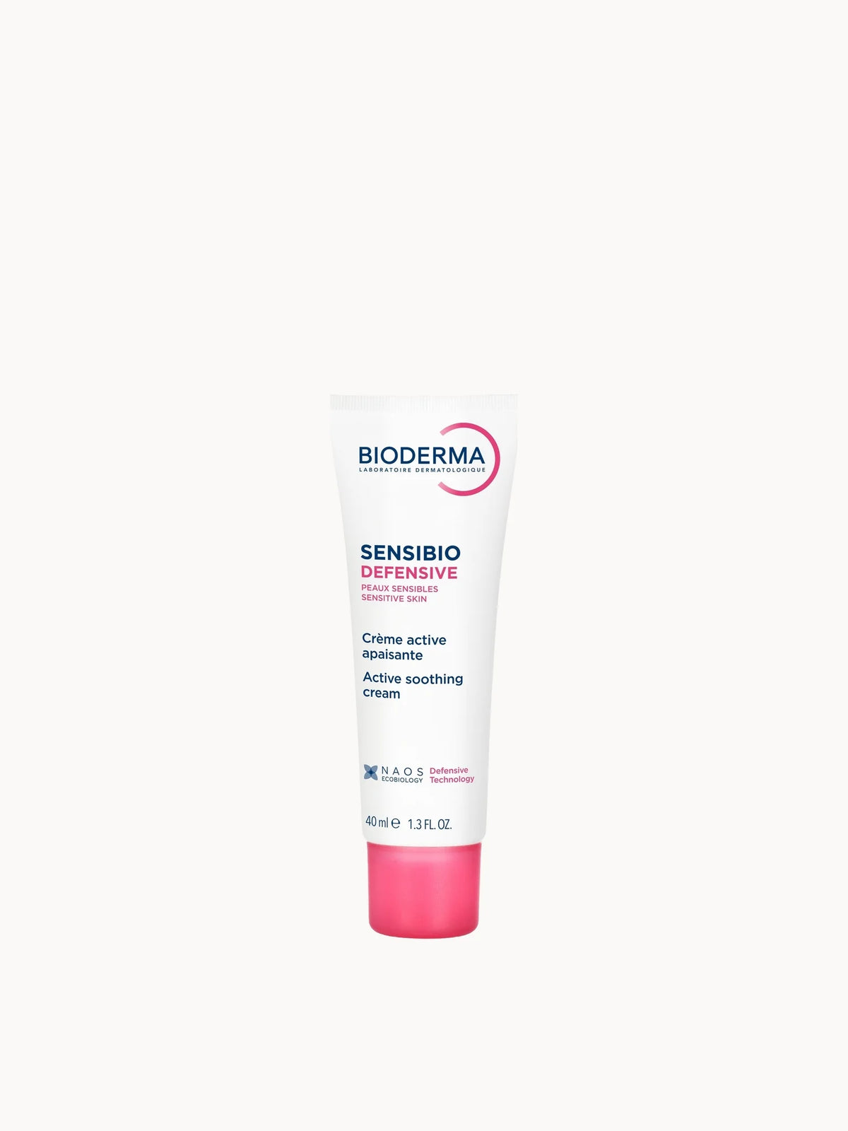 Bioderma Sensibio Defensive Rich Active Soothing Cream 40ml, white plastic tube with blue cap and blue Bioderma branding