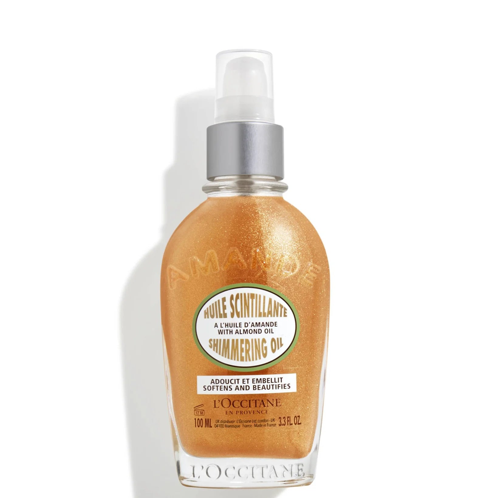 L’Occitane shimmering body oil with almond extract for radiant, nourished skin, 100ml