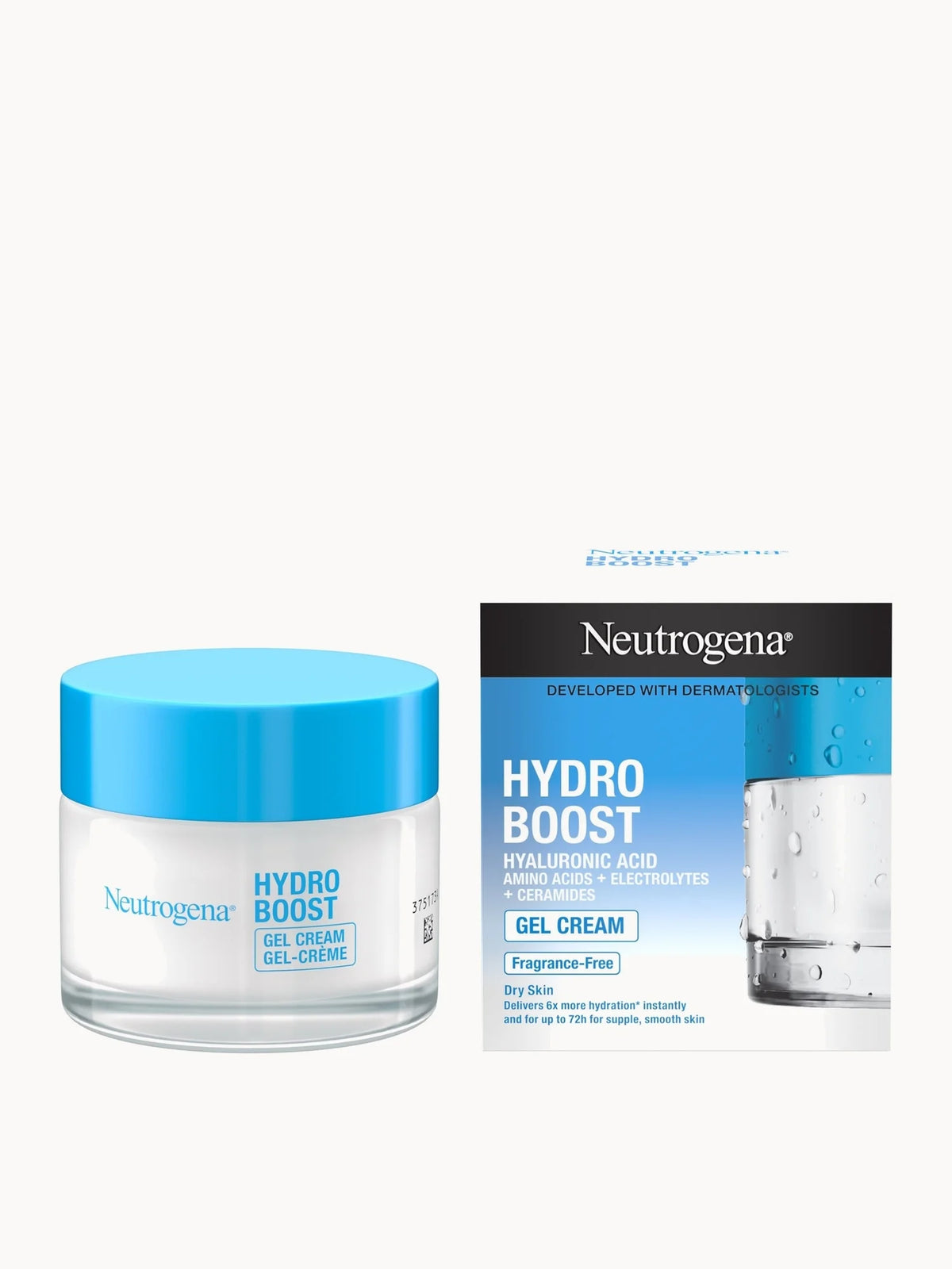 Neutrogena Hydro Boost Gel Cream 50ml, clear glass jar with blue lid