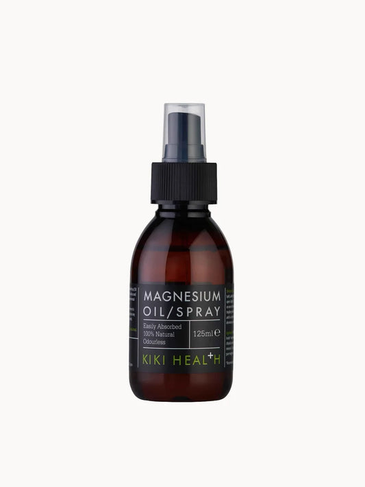 KIKI Health Magnesium Oil 125ml amber spray bottle with white label