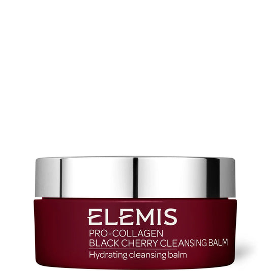 Elemis Pro-Collagen Black Cherry Cleansing Balm 100g, black jar with pink cherry-print lid