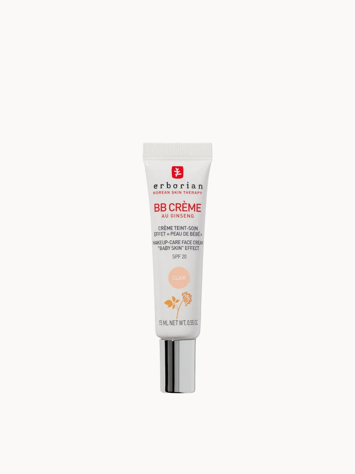 Erborian BB Crème SPF20 15ml - Nude, small 15ml BB cream pack with Erborian branding