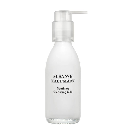 Susanne Kaufmann Soothing Cleansing Milk 100ml, amber glass bottle with black pump and white label