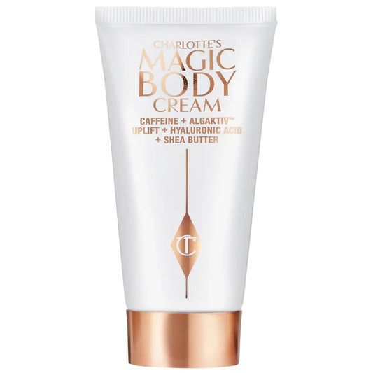 Charlotte Tilbury Charlotte’s Magic Body Cream 200ml large faceted cream jar in pale pink with gold lid