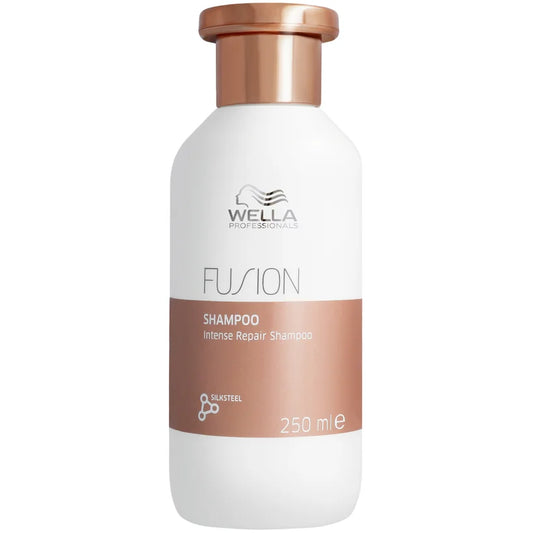 Wella Professionals Fusion Intense Repair Shampoo 250ml bottle shown with Fusion repair range packaging