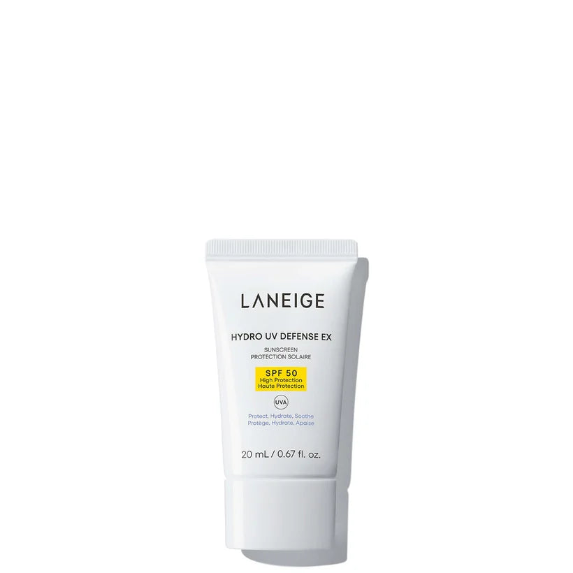 LANEIGE Hydro UV Defence EX Travel Size 20ml compact white sunscreen tube with blue accents