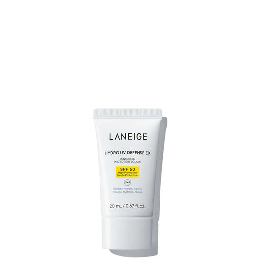 LANEIGE Hydro UV Defence EX Travel Size 20ml compact white sunscreen tube with blue accents