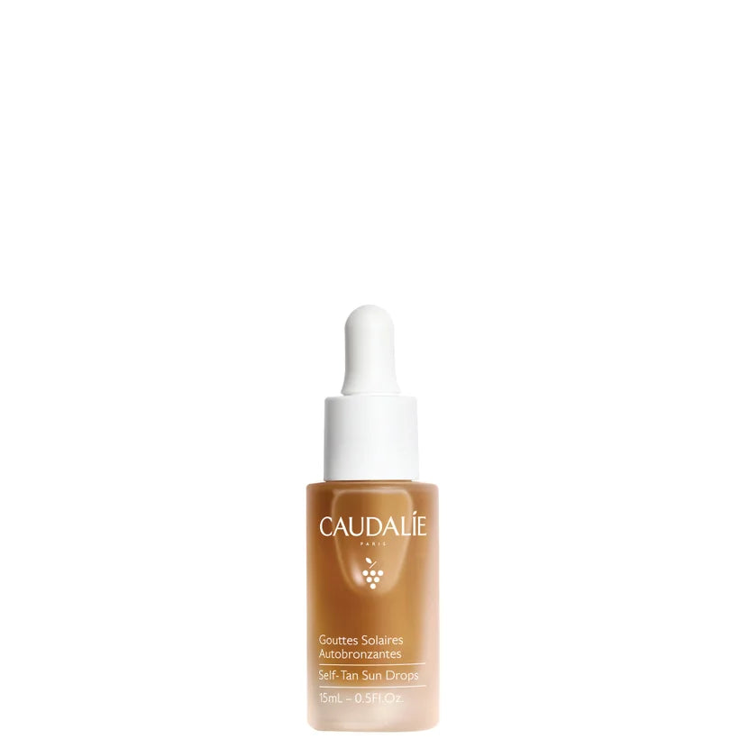Caudalie Vinobronze Self-Tan Sun Drops 15ml amber glass dropper bottle with white label