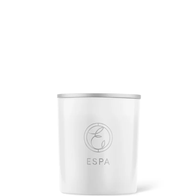 ESPA Positivity Candle 200g frosted glass candle jar with ESPA label and lid