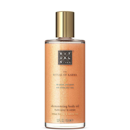 Rituals The Ritual of Karma Shimmer Body Oil 100ml with lotus, white tea and light-reflecting glow