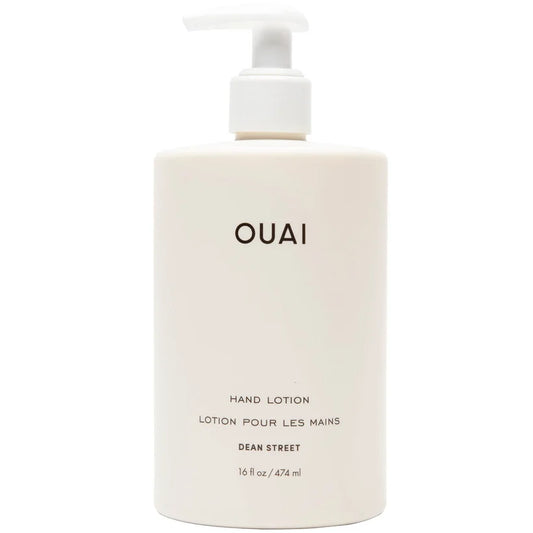 OUAI Hand Lotion 437ml large white bottle with pump dispenser and minimalist black text