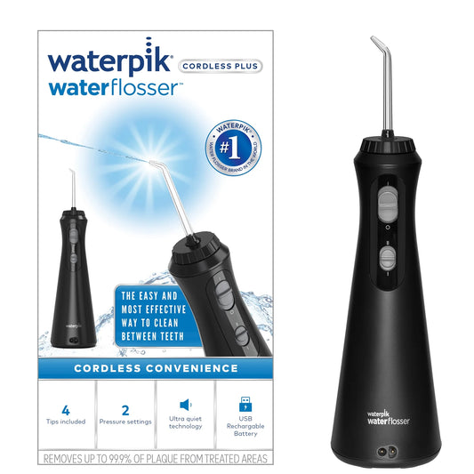 Waterpik Cordless Plus Water Flosser in sleek matte black