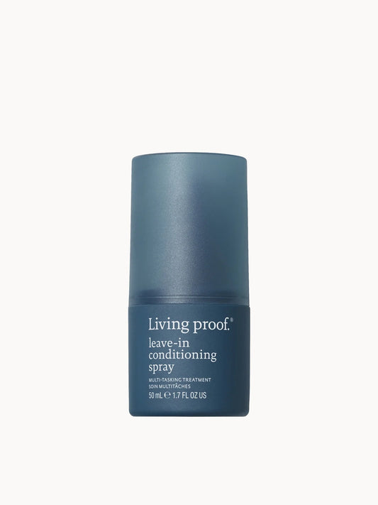 Living Proof Leave - in Conditioning Spray Travel Size 50ml, slim white spray bottle with black Living Proof lettering