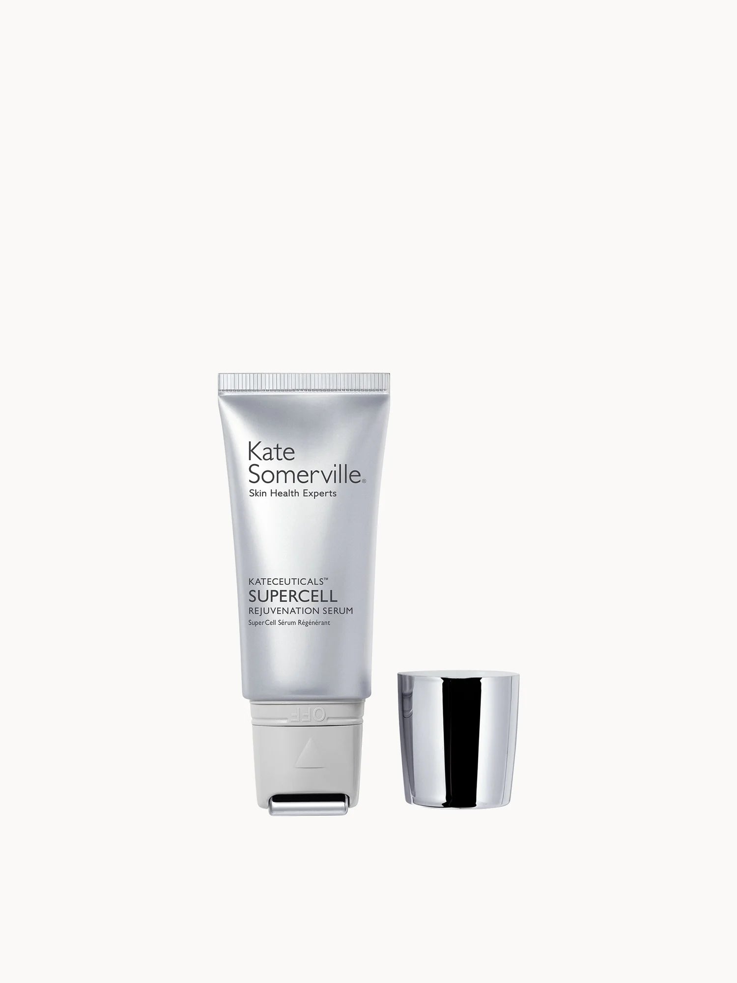 Advanced anti-aging serum bottle formulated with peptides and growth factors to improve firmness and smooth skin texture