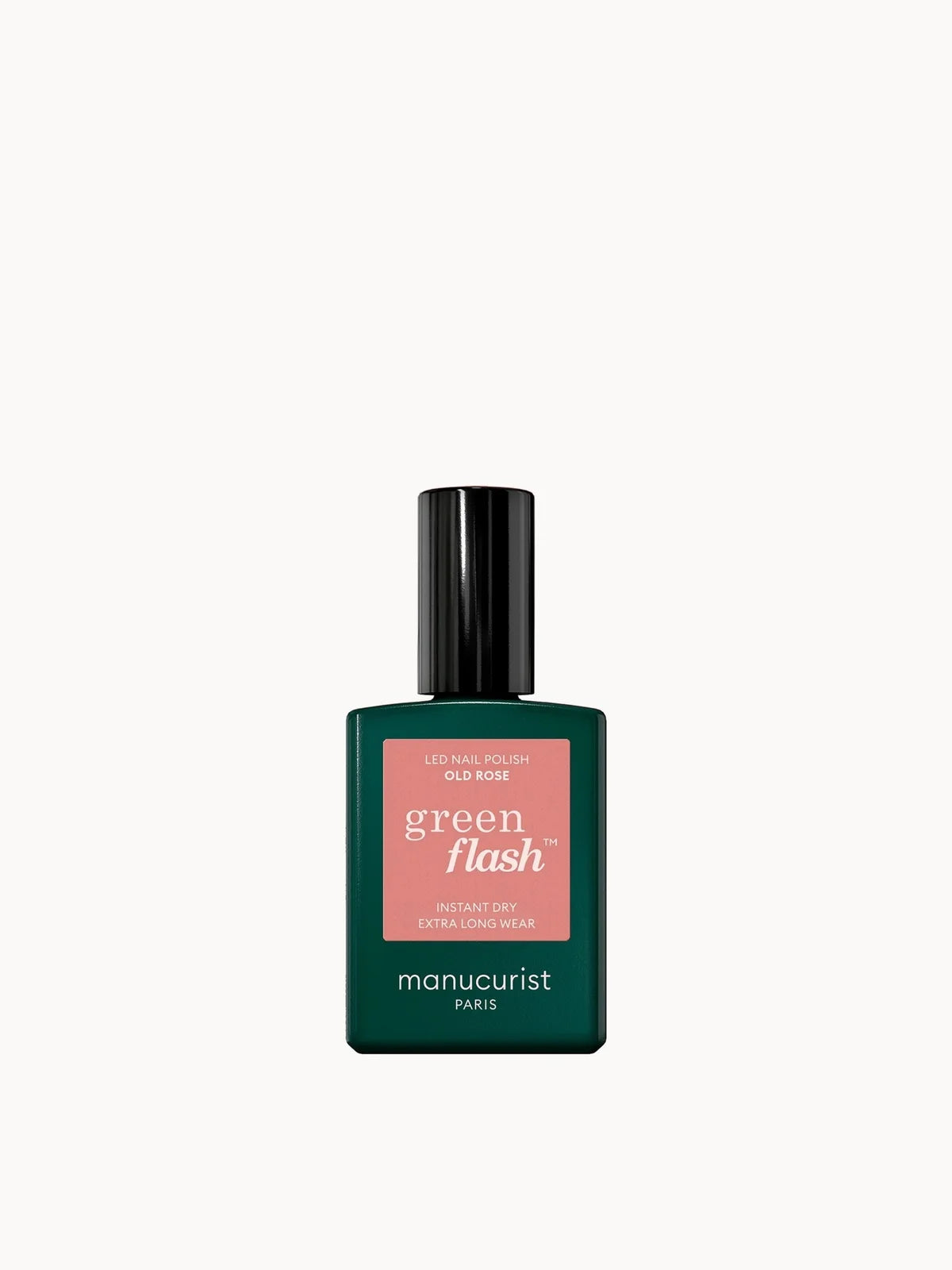Manucurist Green Flash Polish - Old Rose 15ml, glass nail polish bottle with dark green cap and label