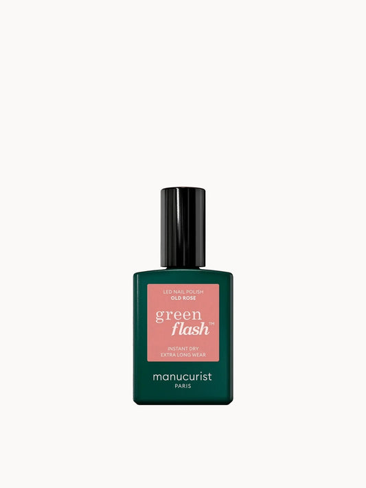 Manucurist Green Flash Polish - Old Rose 15ml, glass nail polish bottle with dark green cap and label