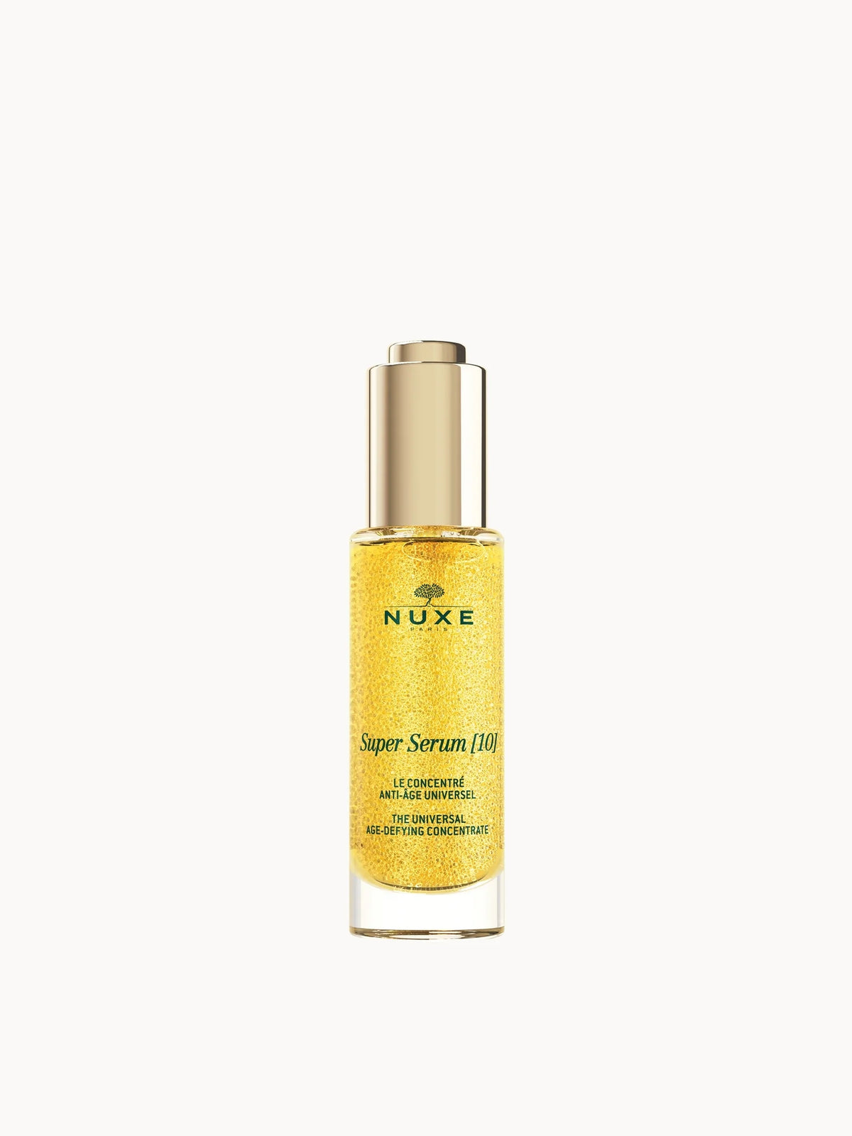 NUXE Super Serum Universal Anti Aging Concentrate 30ml, orange-tinted glass dropper bottle with white cap and NUXE branding