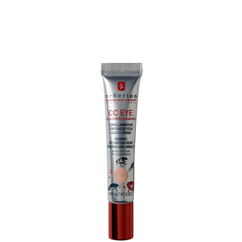 Erborian CC Eye 4 in 1 Colour Correcting Eye Treatment SPF20 10ml silver eye cream tube with purple cap