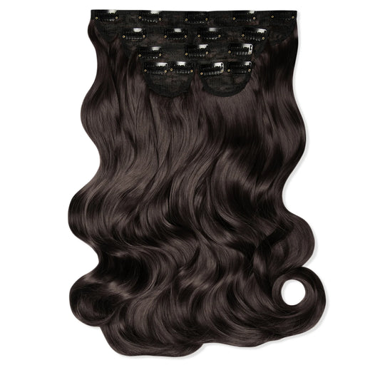 LullaBellz 22 inch natural wavy clip-in extensions in dark brown