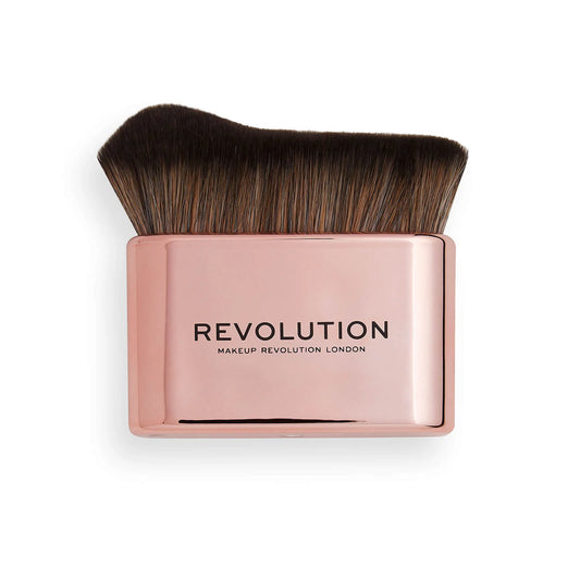Makeup Revolution Glow body blending brush with dense rounded bristles and chunky handle designed for buffing body glow products.