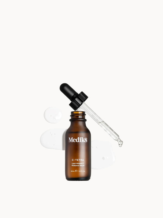 Medik8 C-Tetra Vitamin C Serum 30ml amber glass dropper bottle with white Medik8 label