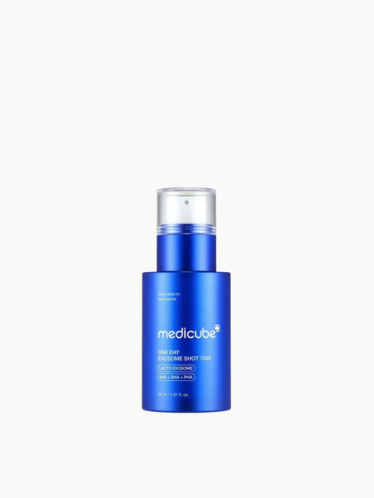 Medicube One Day Exosome Shot Pore Ampoule 7500 30ml small bottle with dropper and clinical style label