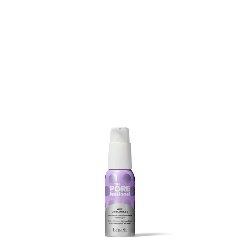 benefit The POREfessional Get Unblocked Oil Cleanser Fun Size 19ml mini bottle with pump and teal packaging