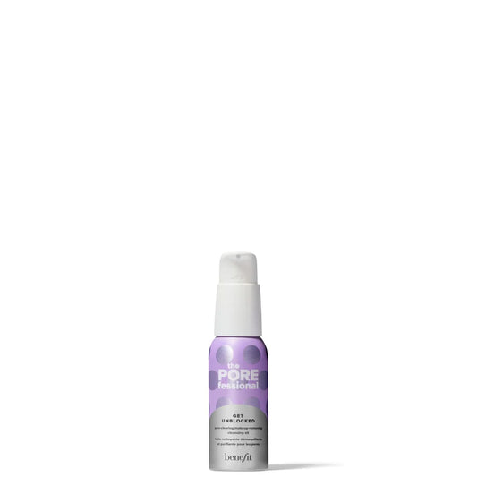 benefit The POREfessional Get Unblocked Oil Cleanser Fun Size 19ml mini bottle with pump and teal packaging