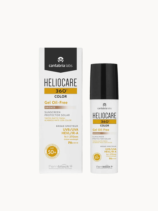 Heliocare 360° Color Gel Oil - Free Sunscreen Protector SPF50+ 50ml - Bronze, tinted sunscreen tube with Heliocare branding