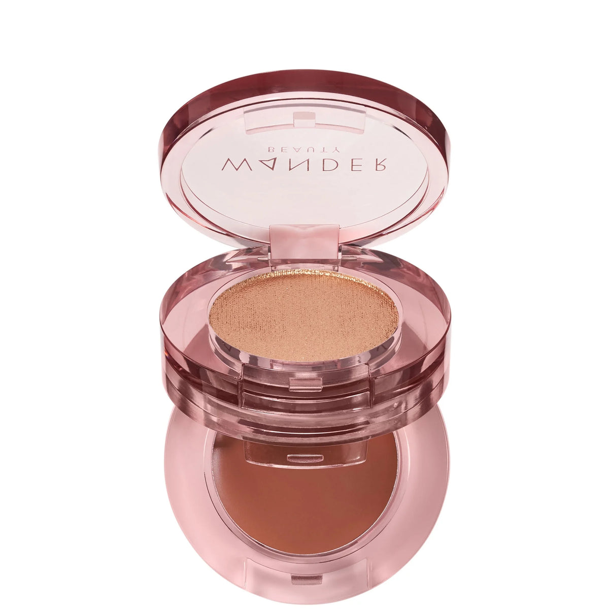 Wander Beauty Double Date Eyeshadow Duo - First Kiss/Ilysm, small compact with two eyeshadow pans and Wander Beauty branding
