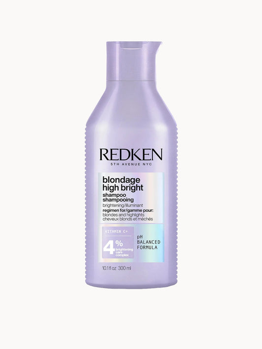Redken Blondage High Bright Shampoo 300ml, white bottle with orange cap and bold black text