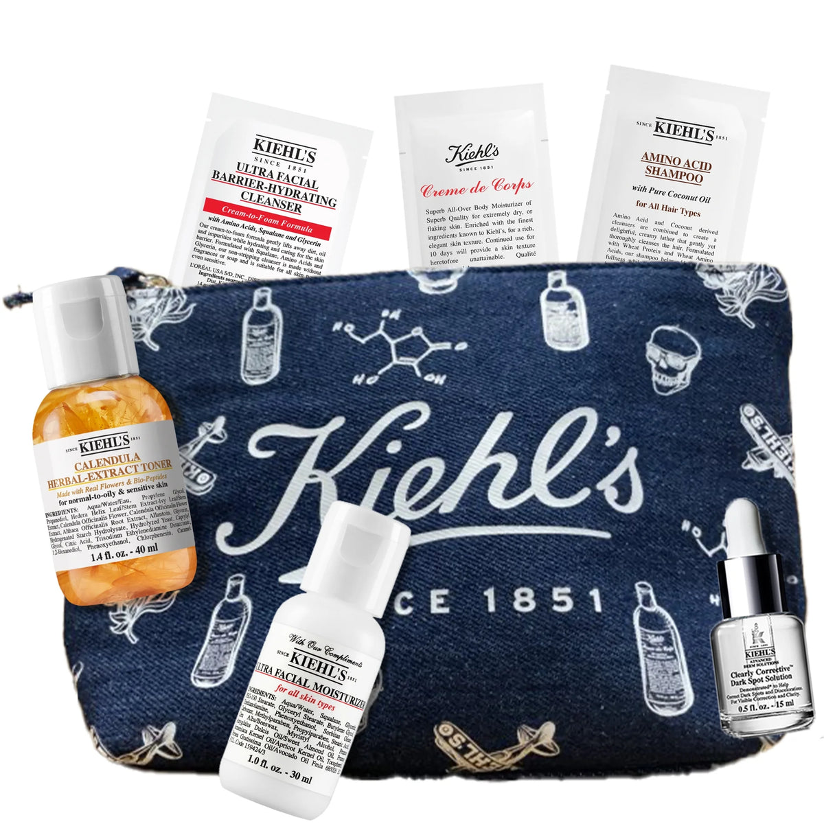 Kiehl's Black Friday Icons Set, white box with black Kiehl's apothecary-style label and ribbon tie