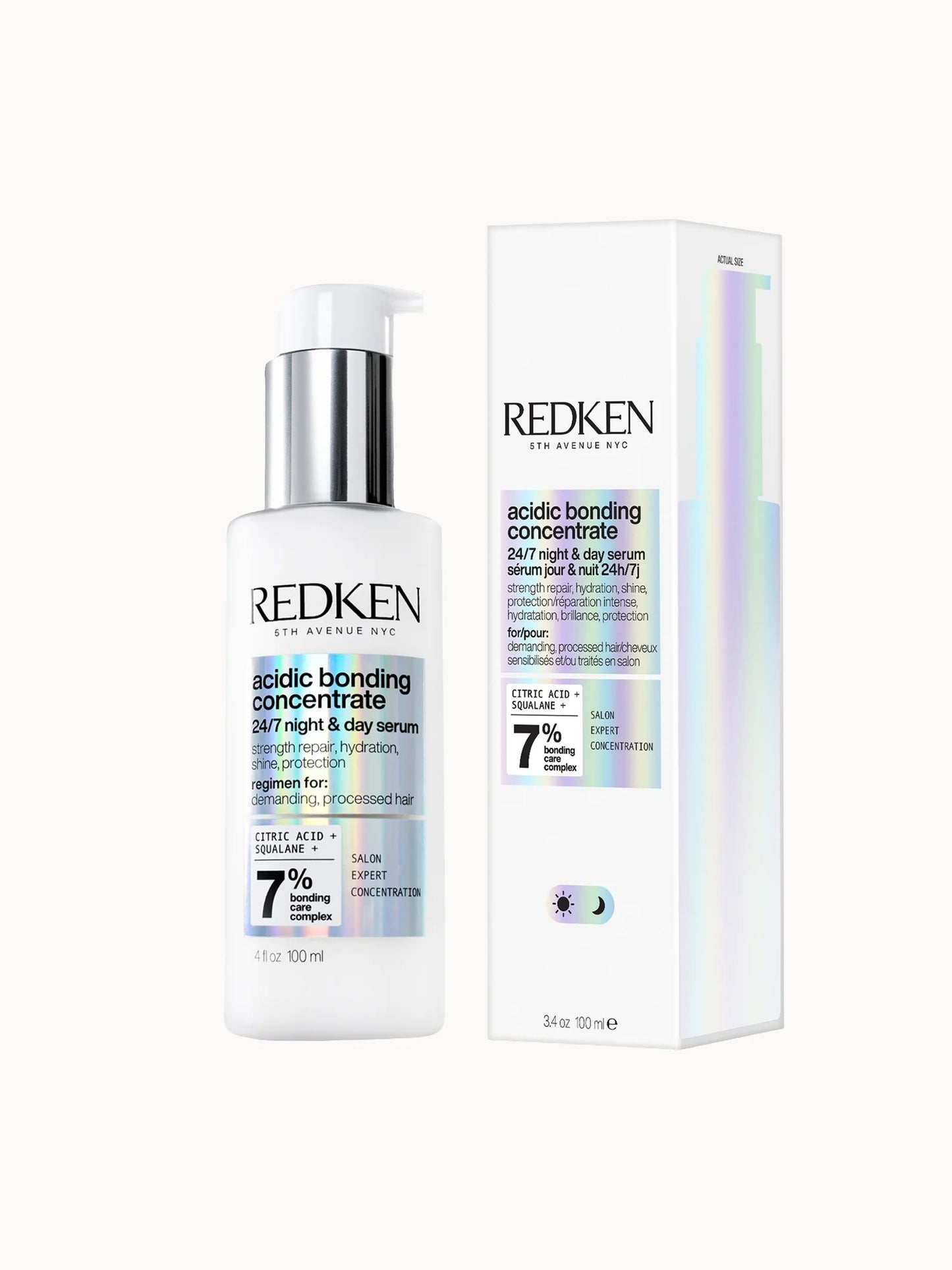 Redken Acidic Bonding Concentrate 24/7 Night and Day Hair Serum 100ml — box damage — genuine product