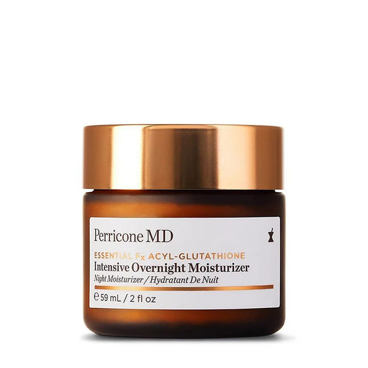 Perricone MD Essential Fx Acyl-Glutathione Intensive Overnight Cream frosted glass jar with a silver metallic lid