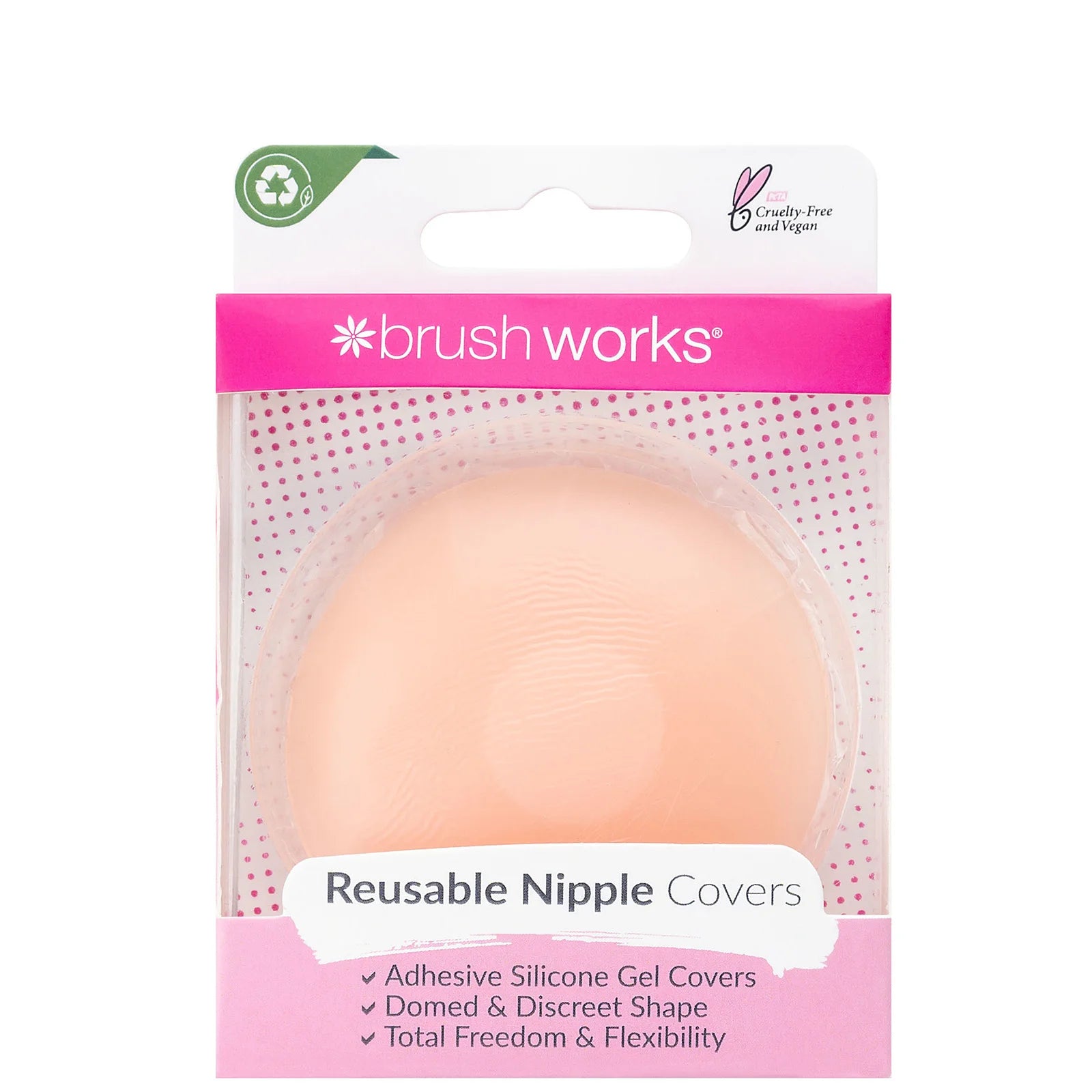 brushworks Silicone Nipple Covers – discreet domed reusable waterproof adhesive nipple covers.