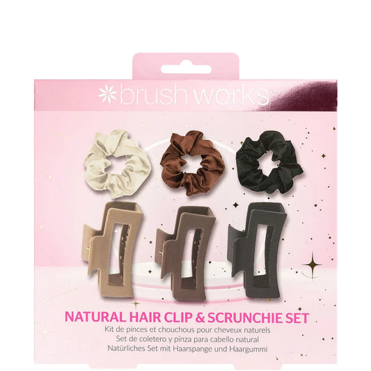 Neutral-toned hair clip and scrunchie set for daily styling