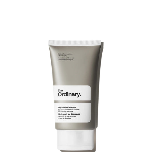 The Ordinary Squalane Cleanser 50ml tube, gentle makeup-removing face cleanser