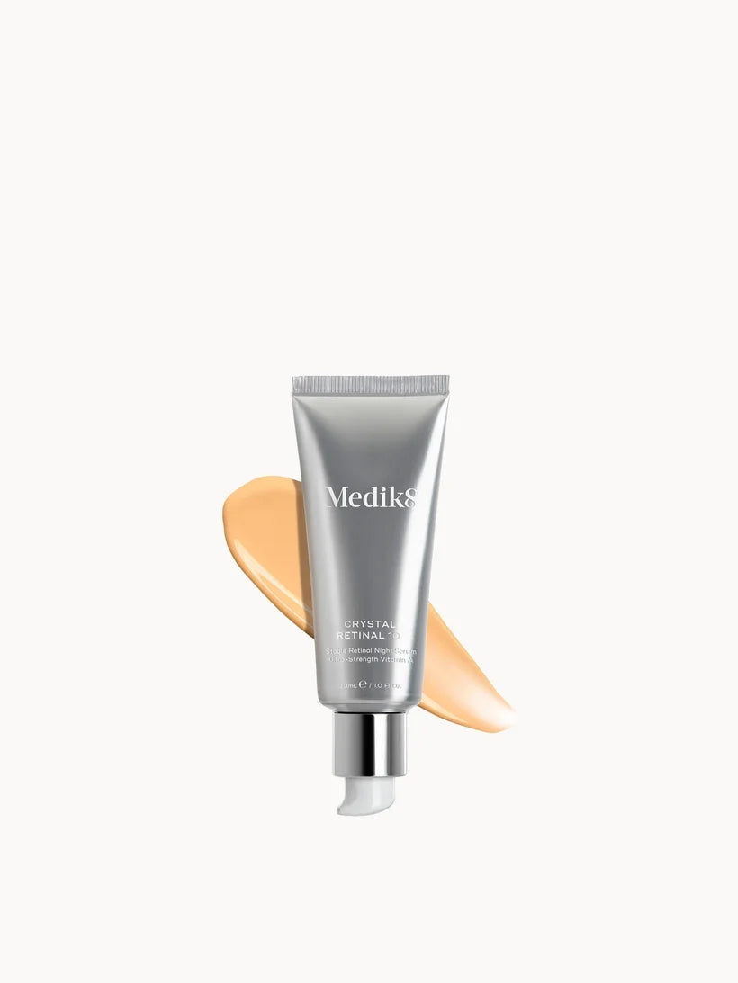 Medik8 Crystal Retinal 10 Serum 30ml peach-toned glass dropper bottle with white label