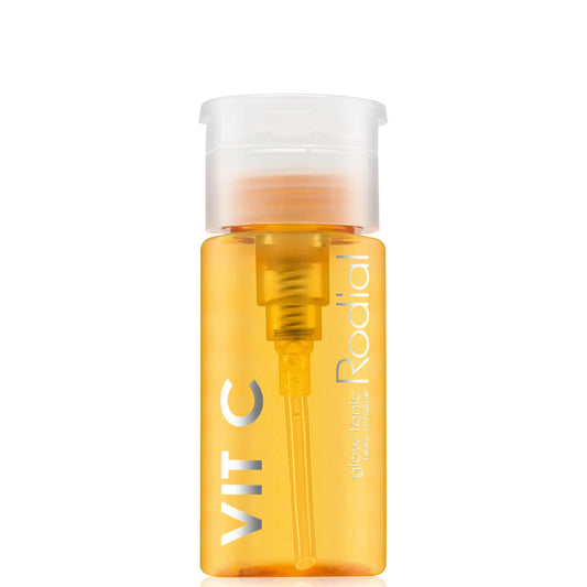 Rodial Glow Tonic bottle in orange shade with brightening vitamin C skincare