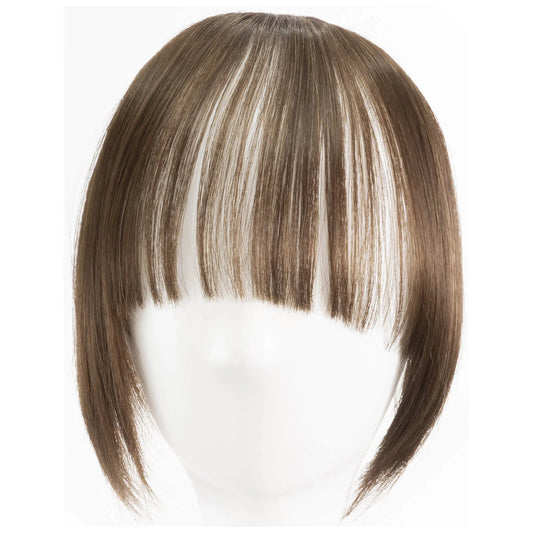 Easilocks x Jordyn Woods Fringe in Brown Cocoa - realistic brown synthetic fringe with a natural curve and seamless clips