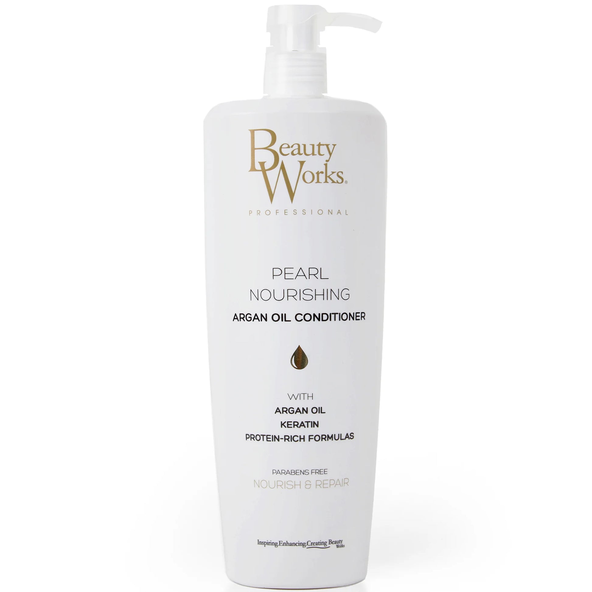 Beauty Works Pearl Nourishing Argan Oil Conditioner 1L for soft, glossy and repaired hair