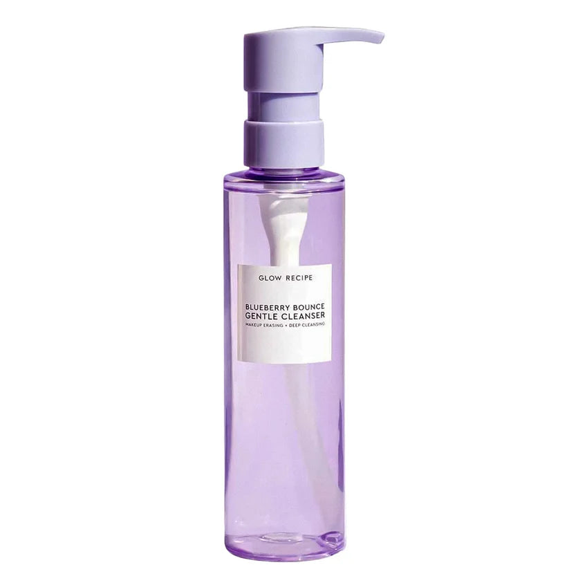 Glow Recipe Blueberry Bounce Gentle Cleanser 160ml translucent bottle with pump dispenser and blueberry themed label