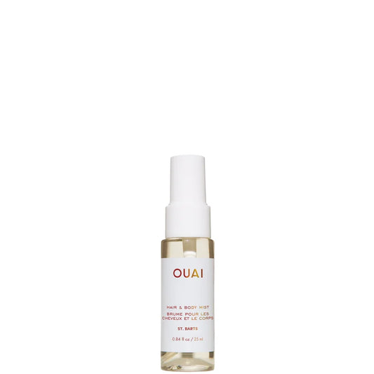 OUAI Hair and Body Mist EDT St Barts Deluxe 25ml compact white plastic spray bottle