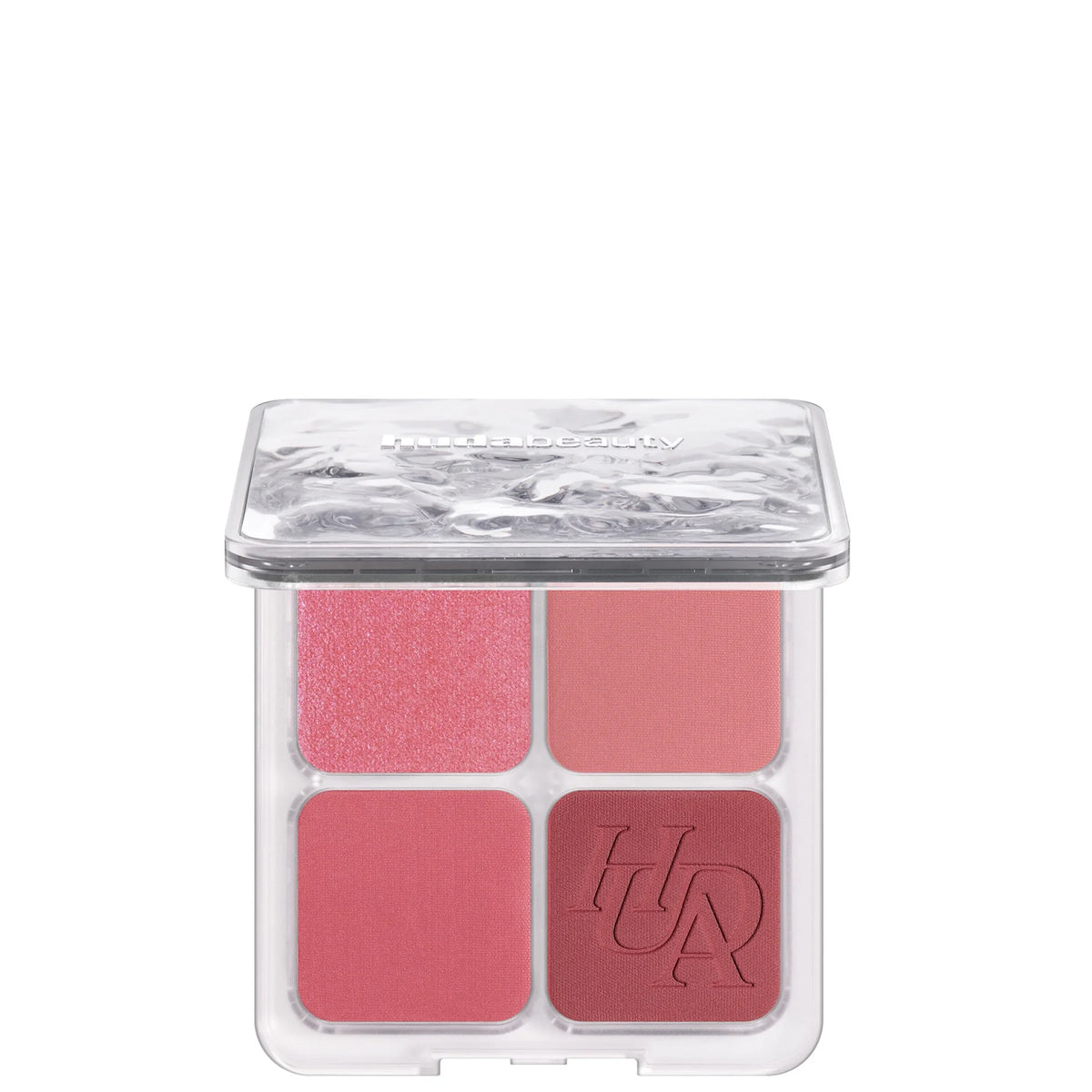 Huda Beauty Blush Filter Palette Rose Berry, square compact with four powder shades in pink and rose tones